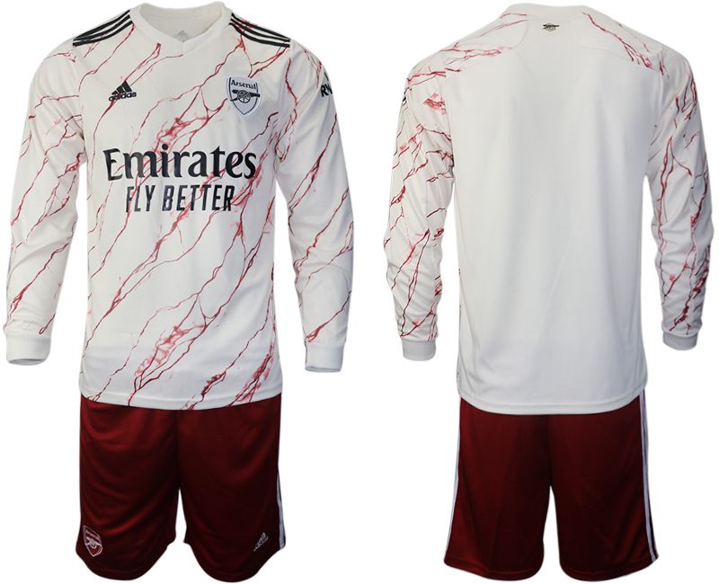Men 2020-2021 club Arsenal away long sleeve white Soccer Jerseys